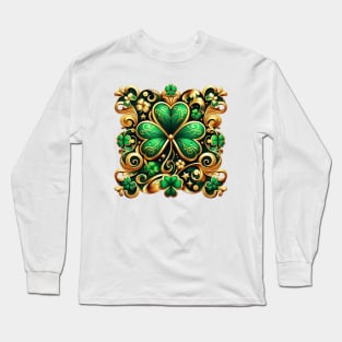 Green And Gold Shamrock Long Sleeve T-Shirt